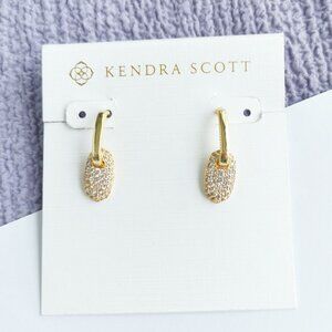 Kendra Scott Bailey Gold White CZ Pave Huggie Earrings NEW AUTHENTIC